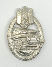 Panzer Assault Badge, Nickel Silver (Hollow Back)