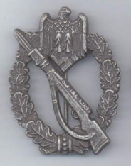 Infantry Assault Badge, Antiqued Silver Finish