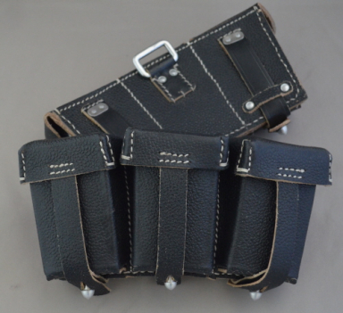 K98 Ammunition Pouches - Black Leather (Sold Individually)