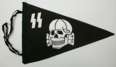 SS Skull with Runes Pennant - Silk Screened Cotton