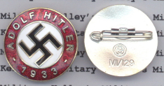 Adolf Hitler 1933 Party Badge